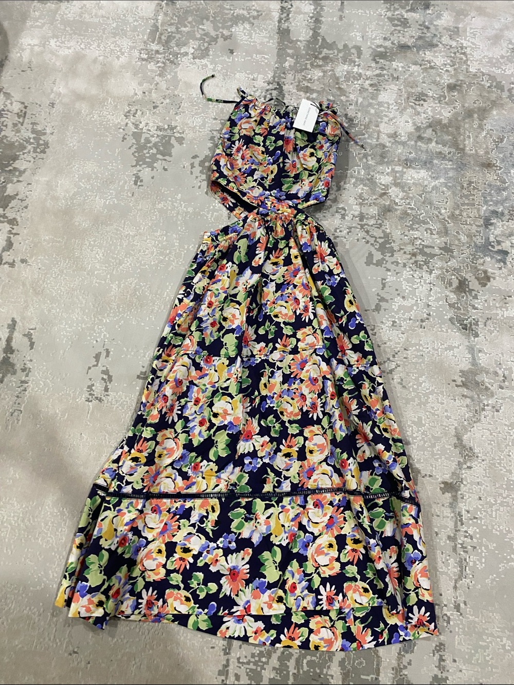 NWT Something Navy Navy Floral Halter Maxi Dress with Multicolor Print